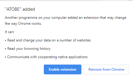 Screenshot showing the Enable extension button.
