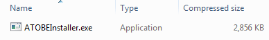Screen showing the ATOBEInstaller.exe executable.