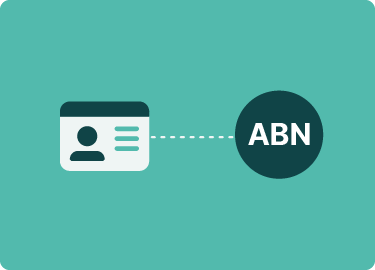 Image of an identity card and a dotted line linked to the letters ABN in a circle.