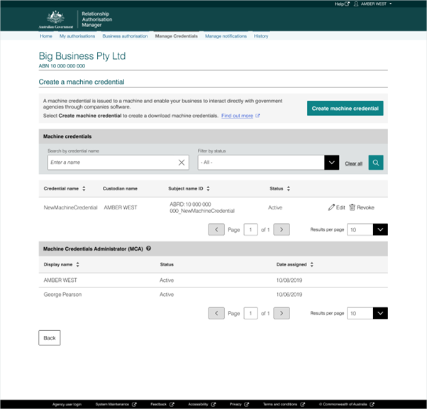 
How-to-create-a-machine-credential_Step-8
Screen showing the newly created machine credential listed on the Create a machine credential page.